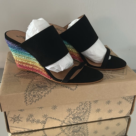 🆕 FREE PEOPLE Glorieta Rainbow Heel Espadrille Wedge Sandal Women’s size 6.5 NWT - Picture 9 of 16